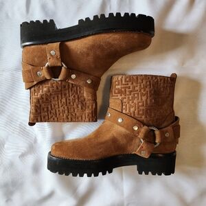 Longchamp Runway Logo Suede Moto Boots Size FR 38 (US 7)